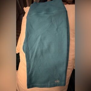 Alo Yoga Seamless Ribbed‎ High Waist Biker Shorts Teal Size Large